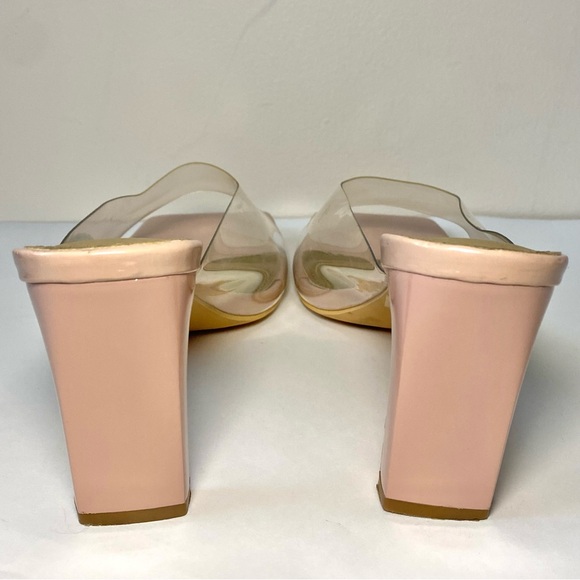 Fashion Nova Lift-Me-Up Clear Nude Heels Square Toe Chunky Mule Women's Size 11 - Picture 9 of 11